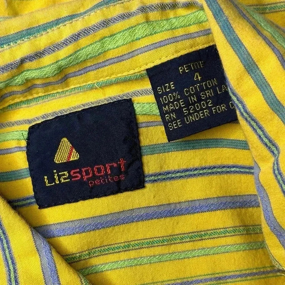 Liz Claiborne Sport Womens Summer Dress 4P Yellow Sleeveless Midi Button Closure - Picture 6 of 9